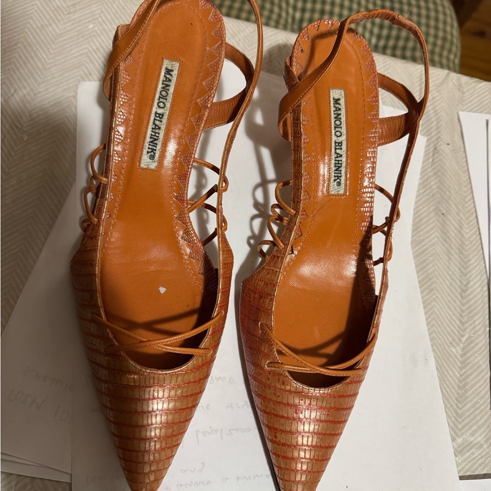 Manolo Blahnik Orange Elegant Heels